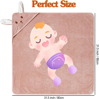 6Pack Hooded Baby Towels, Premium Ultra Soft Absorbent Coral Fleece Baby Bath Towel for Newborns, Toddlers, and Kids, 32X32 in Natural Baby Stuff Towel with Hood for Boy and Girl