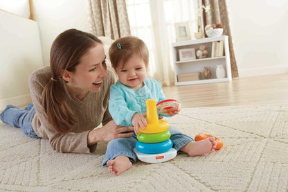 Infant Toy Set, Baby’S First Blocks (10 Shapes) and Rock-A-Stack Ring Stacking Activity for Ages 6+ Months​