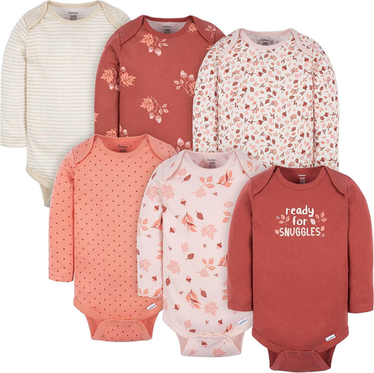 Baby Girls' 6-Pack Long-Sleeve Onesies Bodysuits