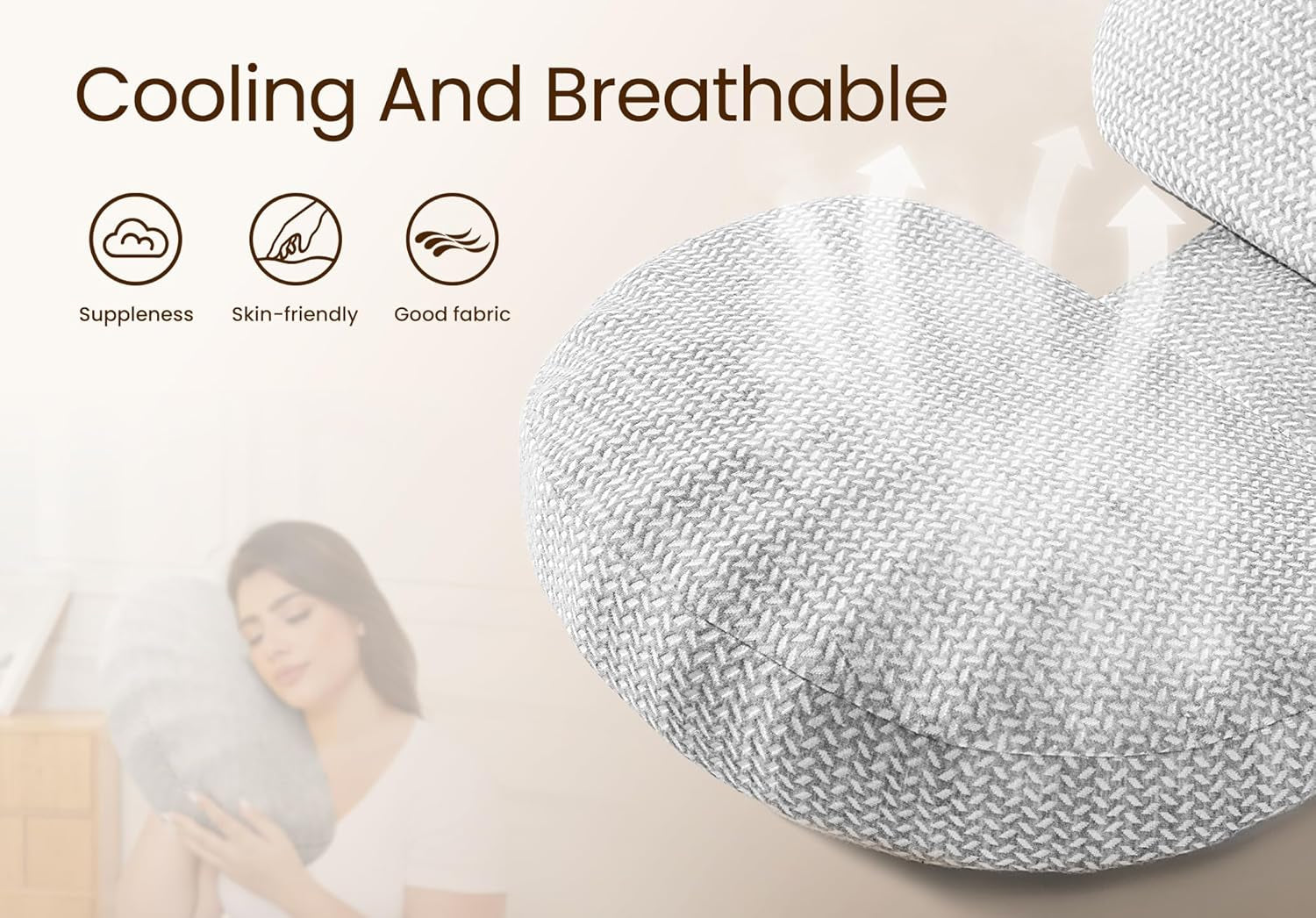 Pregnancy Pillow for Sleeping Memory Foam Pillow for Side Sleeper, Maternity Pillow Support for Back, Belly, HIPS for Pregnant Women, Portable and Adjustable Travel Wedge Pillows Grey