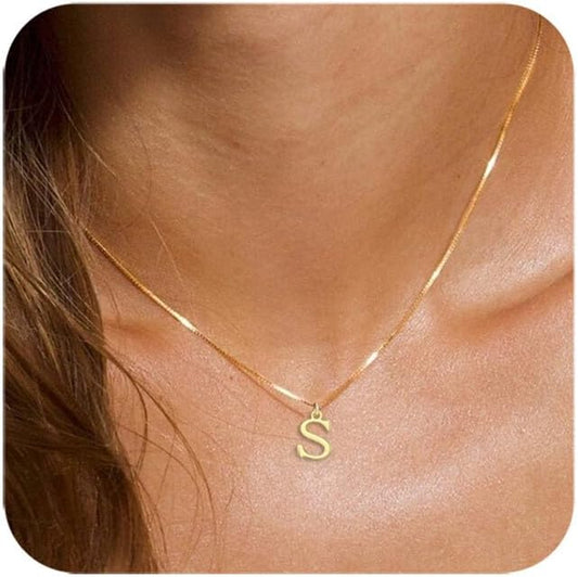 Gold/Silver Initial Necklaces for Women 14K Gold Plated Dainty Letter Necklace Tiny Silver Initial Pendant Name Necklace A-Z Personalized Gift Trendy Jewelry