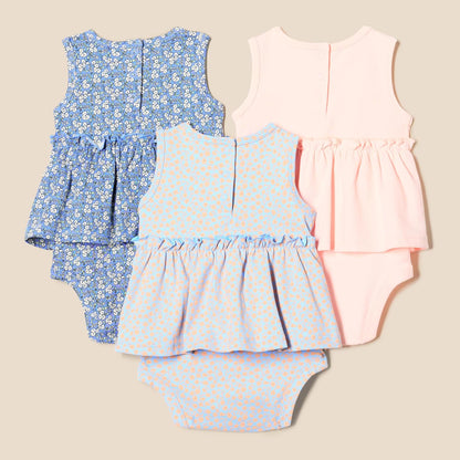 Baby Girls' Sleeveless Bodysuit Dress, Pack of 3