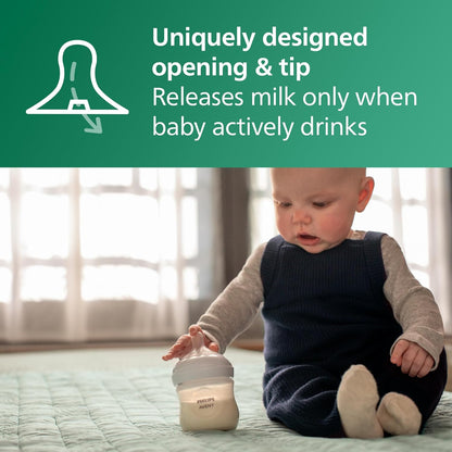 Philips  Natural Glass Baby Bottles with Natural Response Nipples (Slow Flow, Flow 2), 4Oz, 4-Pack, SCY910/04