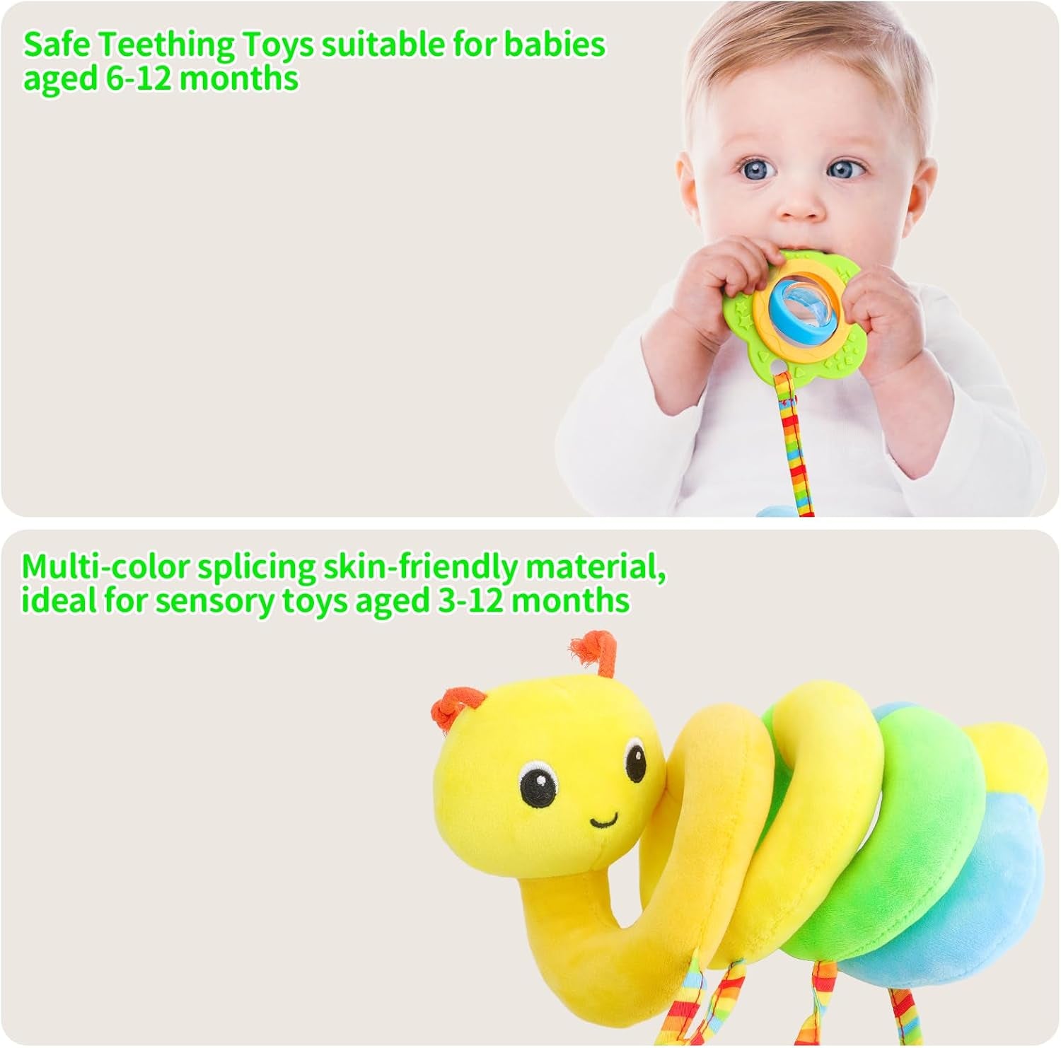 Car Seat Toys for Babies 0-6 Months Upgraded Version Spiral Car Seat & Stroller Activity Toy, Soft Plush Hanging Toys with Rattles, Best Gift for Ages 0 and Up