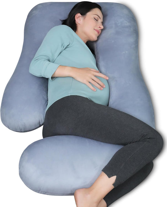 Pregnancy Pillows for Sleeping - U Shaped Full Body Maternity Pillow with Removable Cover - Support for Back, Legs, Belly, HIPS - 57 Inch Pregnancy Pillow for Women - Grey