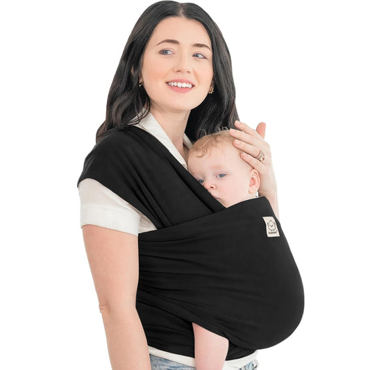 Baby Wrap Carrier - All in 1 Original Baby Carrier Newborn to Toddler Sling, Easy to Wear, Hands Free Bonding, Lightweight, Breathable Infant Wraps (Trendy Black)