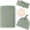 Baby Girl Newborn Receiving Blanket with Matching Headband and Beanie Set Baby Swaddle Nursery Swaddle Wrap