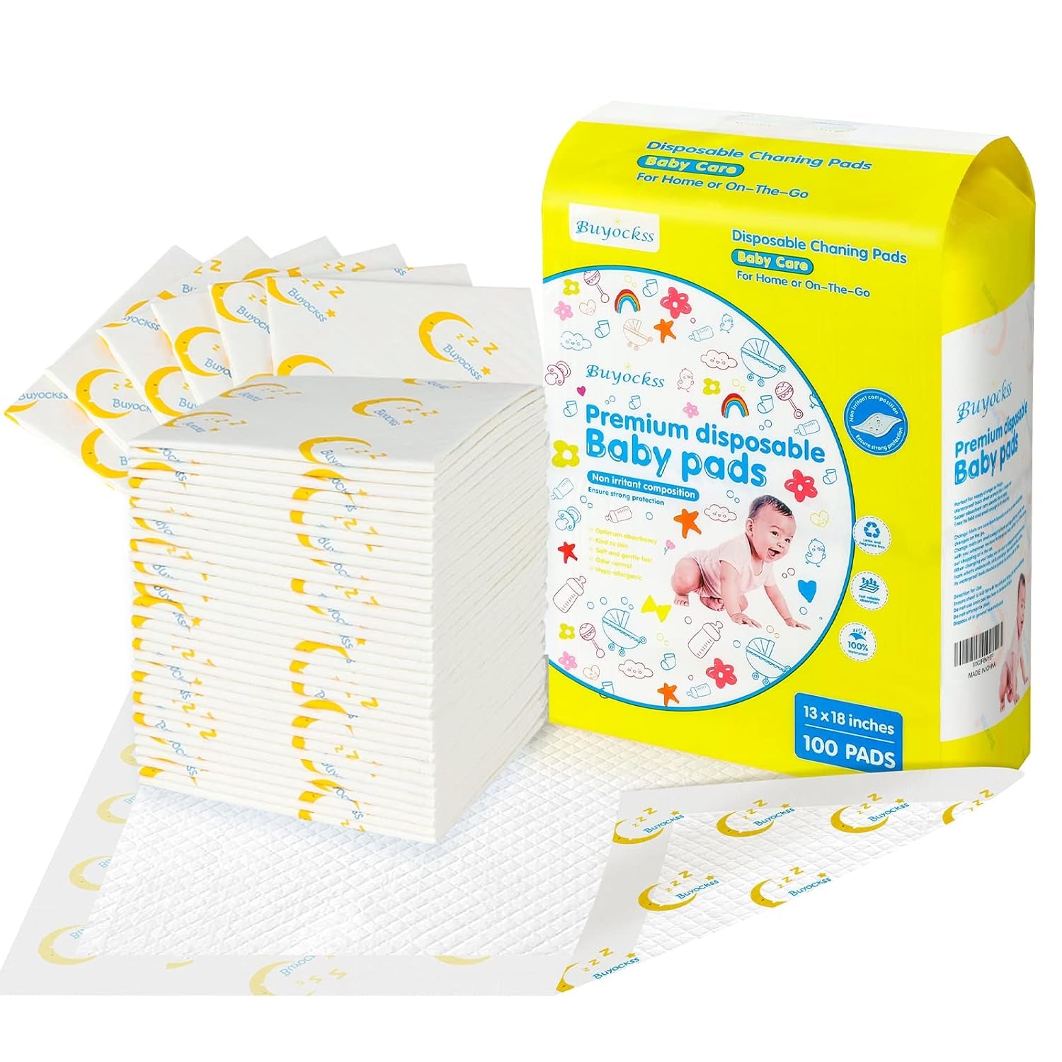 Baby Disposable Changing Pads 100 Count Incontinence Underpad Diaper Changing Liners Quick Absorb Soft Breathable Waterproof Leak Proof 13X18In