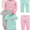 Baby-Girls 6-Piece Bodysuits (Short and Long Sleeve) and Pants Set