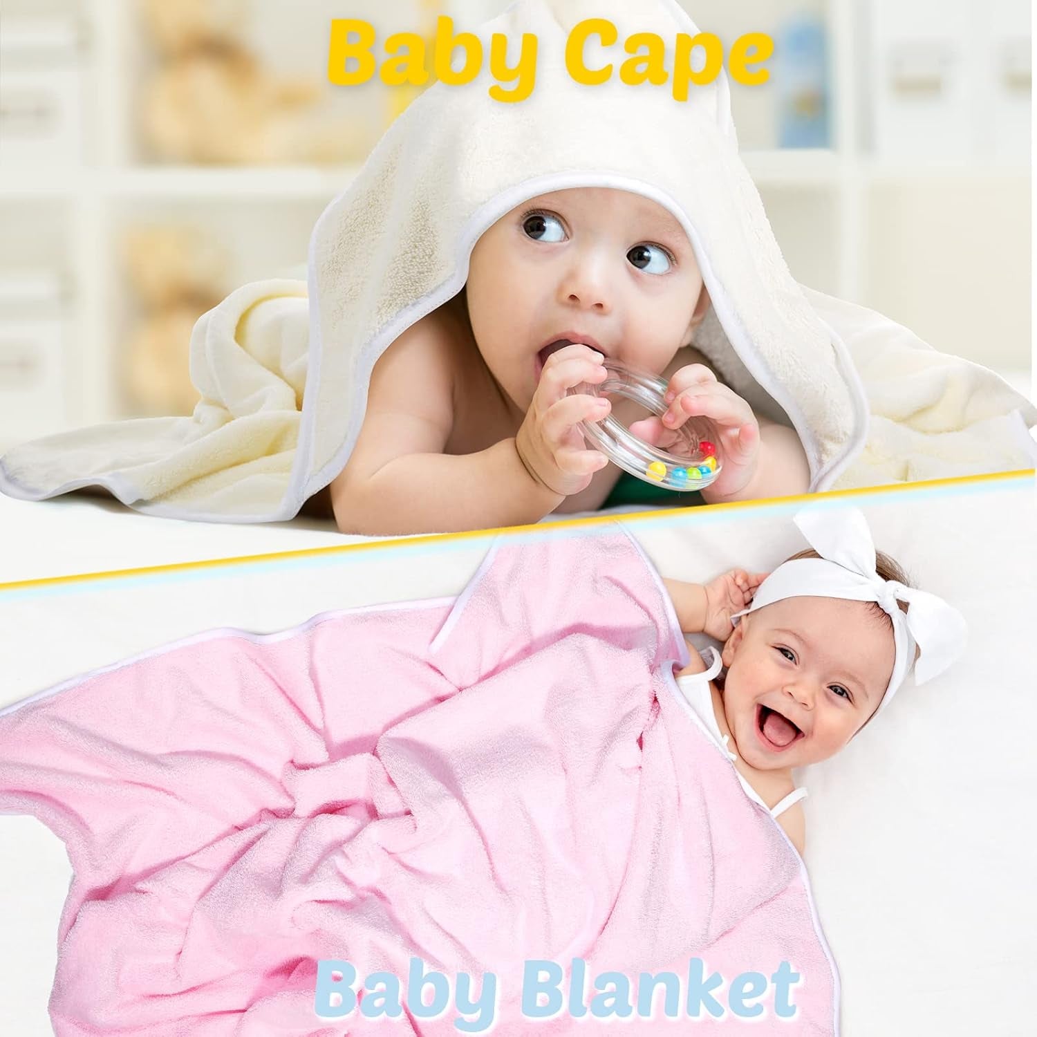 6 Pack Baby Bath Towel, Coral Fleece Soft Absorbent Hooded Towel for Newborns, Toddlers, and Kids, 30 X 30 Inch