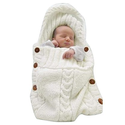 Newborn Baby Wrap Swaddle Blanket Knit Sleeping Bag Receiving Blankets Stroller Wrap for Baby (Beige) (0-6 Month)