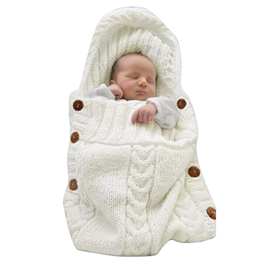 Newborn Baby Wrap Swaddle Blanket Knit Sleeping Bag Receiving Blankets Stroller Wrap for Baby (Beige) (0-6 Month)
