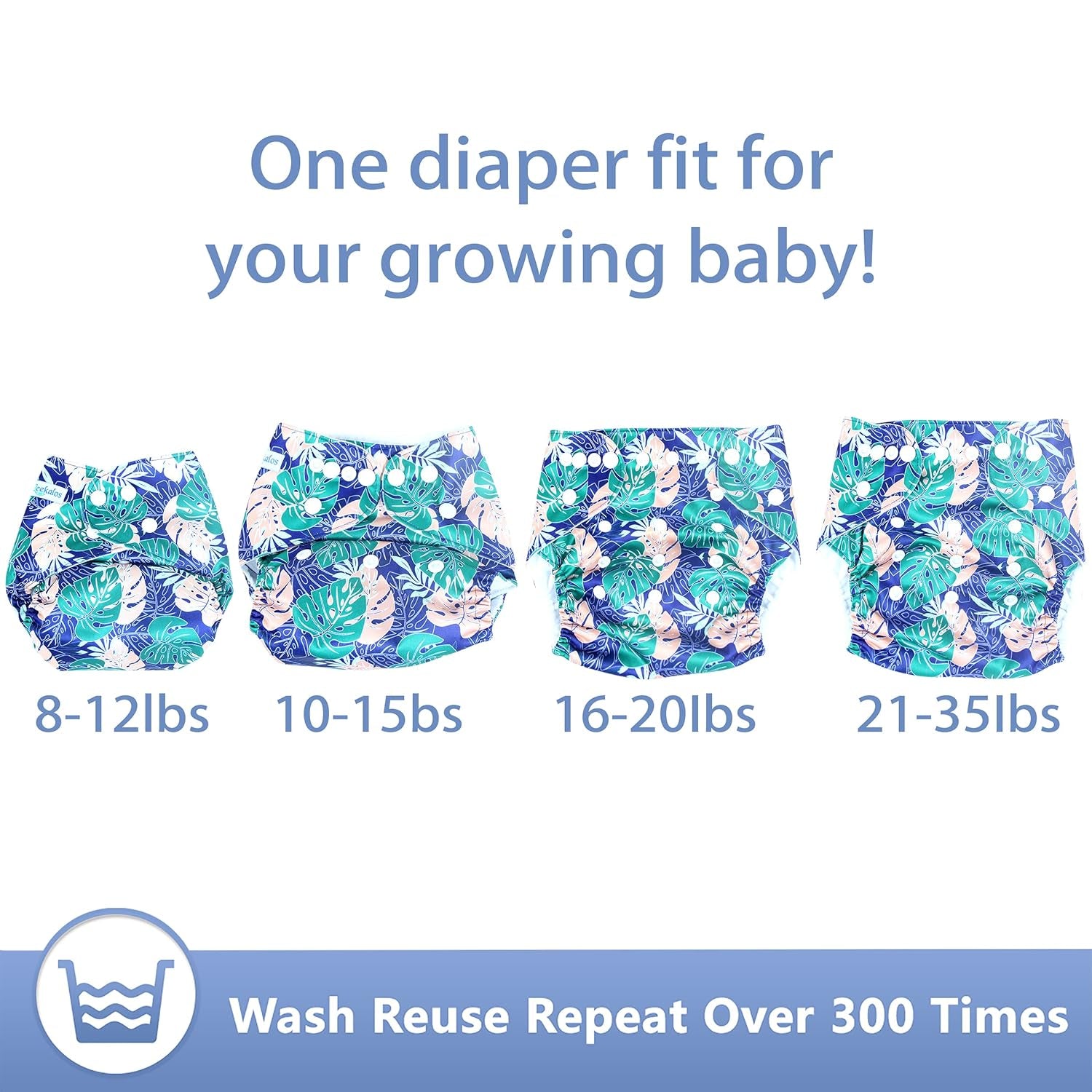 Cloth Diapers Reusable for Boys and Girls, Baby Diaper Cloth with Inserts & Wet Bag One Size (Floral)