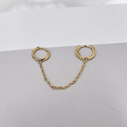 Tassel Chain Hoop Earrings 14K Gold Plated Double Piercing Earring Dainty Small Huggie Hoop Minimalist Cuff Threader Dangle Drop Crystal Climber Crawler Wrap Earrings for Women Jewelry Gift