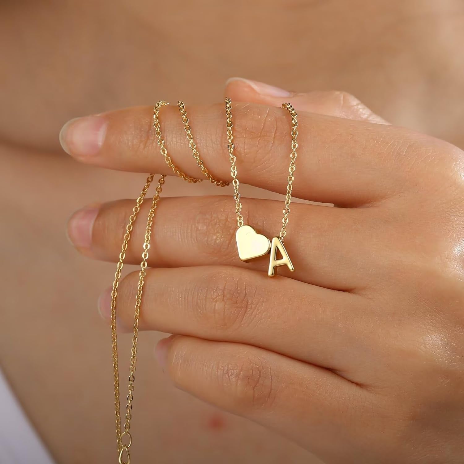 Mothers Day Gifts for Mom Women Teen Girls - 18K Gold Plated Heart Initial A-Z Necklace Dainty Heart Necklaces Tiny Initial Necklaces Birthday Gifts for Women Jewelry