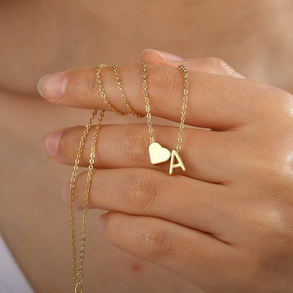 Mothers Day Gifts for Mom Women Teen Girls - 18K Gold Plated Heart Initial A-Z Necklace Dainty Heart Necklaces Tiny Initial Necklaces Birthday Gifts for Women Jewelry