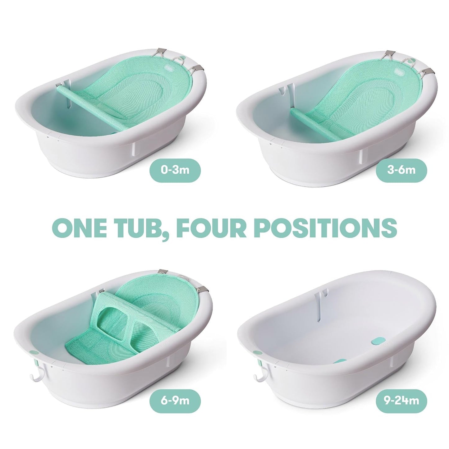 4-In-1 Grow-With-Me Baby Bathtub, Baby Tub for Newborns to Toddler with Removable Bath Seat & Backrest for Bath Support in Tub