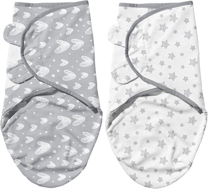 Baby Swaddles 0-3 Months for Boy Girls, Baby Swaddle, Newborn Swaddle, Cotton Swaddle Blanket, Baby Essentials, Lovely Grey Print, 2 Pack