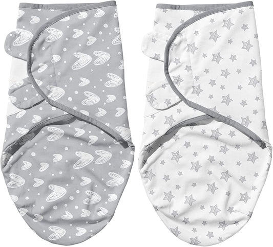 Baby Swaddles 0-3 Months for Boy Girls, Baby Swaddle, Newborn Swaddle, Cotton Swaddle Blanket, Baby Essentials, Lovely Grey Print, 2 Pack