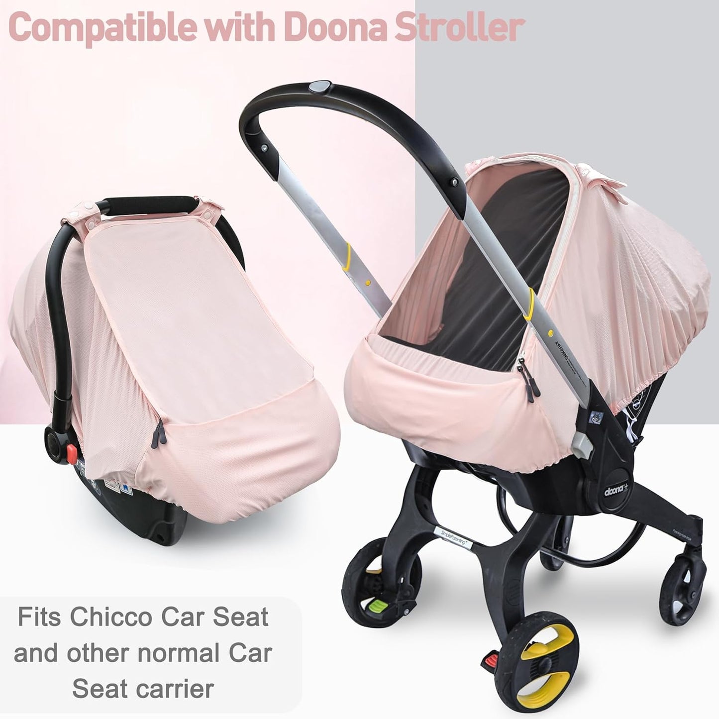 Baby Car Seat Cover,Sunproof Car Seat Canopy for Babies,Baby Girl Car Seat Cover, Baby Car Seat Sun Shade Cover, Infant Carseat Covers for Summer/Spring Use(Pink)