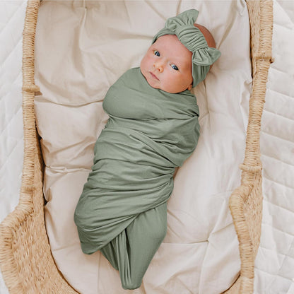 Baby Girl Newborn Receiving Blanket with Matching Headband and Beanie Set Baby Swaddle Nursery Swaddle Wrap