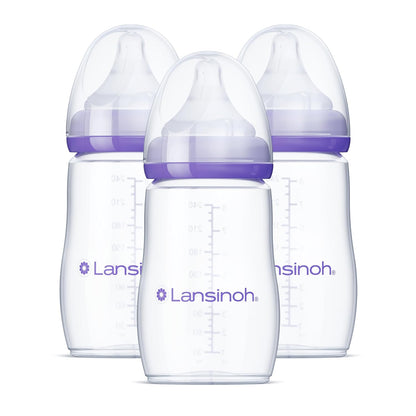 Anti-Colic Baby Bottles for Breastfeeding Babies, 8 Ounces, 3 Count, Includes 3 Medium Flow Nipples, Size M