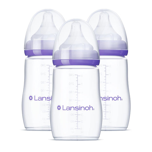 Anti-Colic Baby Bottles for Breastfeeding Babies, 8 Ounces, 3 Count, Includes 3 Medium Flow Nipples, Size M