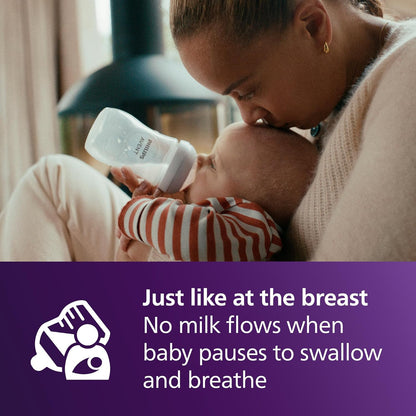 Philips  Natural Baby Bottles with Medium Flow Natural Response Nipples, 9 oz, 4-Pack, Model SCY903/04