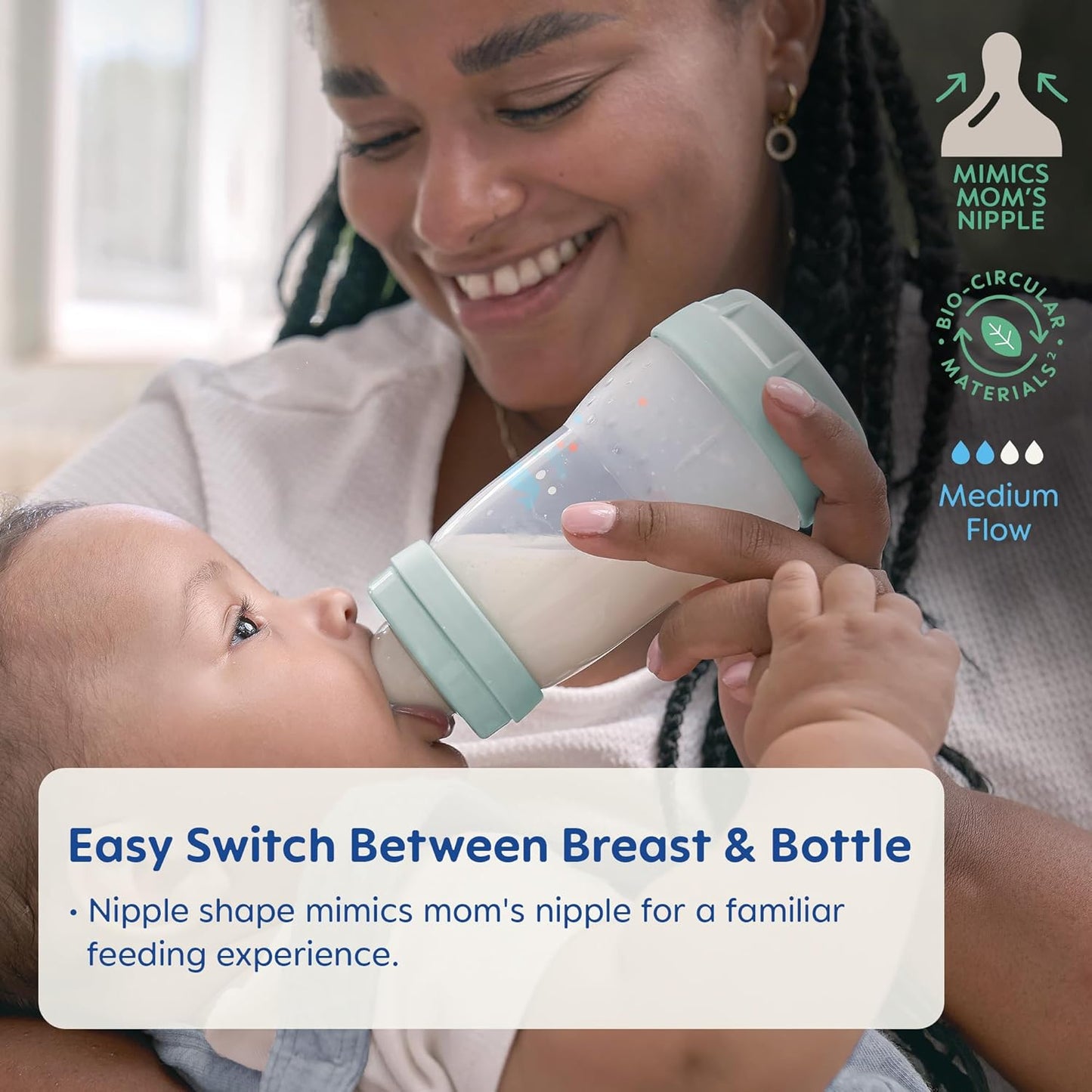 9Oz Easy Start Anti-Colic Baby Bottles, Medium Flow with Bonus Fast Flow Nipple, Breastfeeding-Like Silicone, Reduces Colic and Gas, Easy-To-Clean, Bpa-Free, 2 plus Months