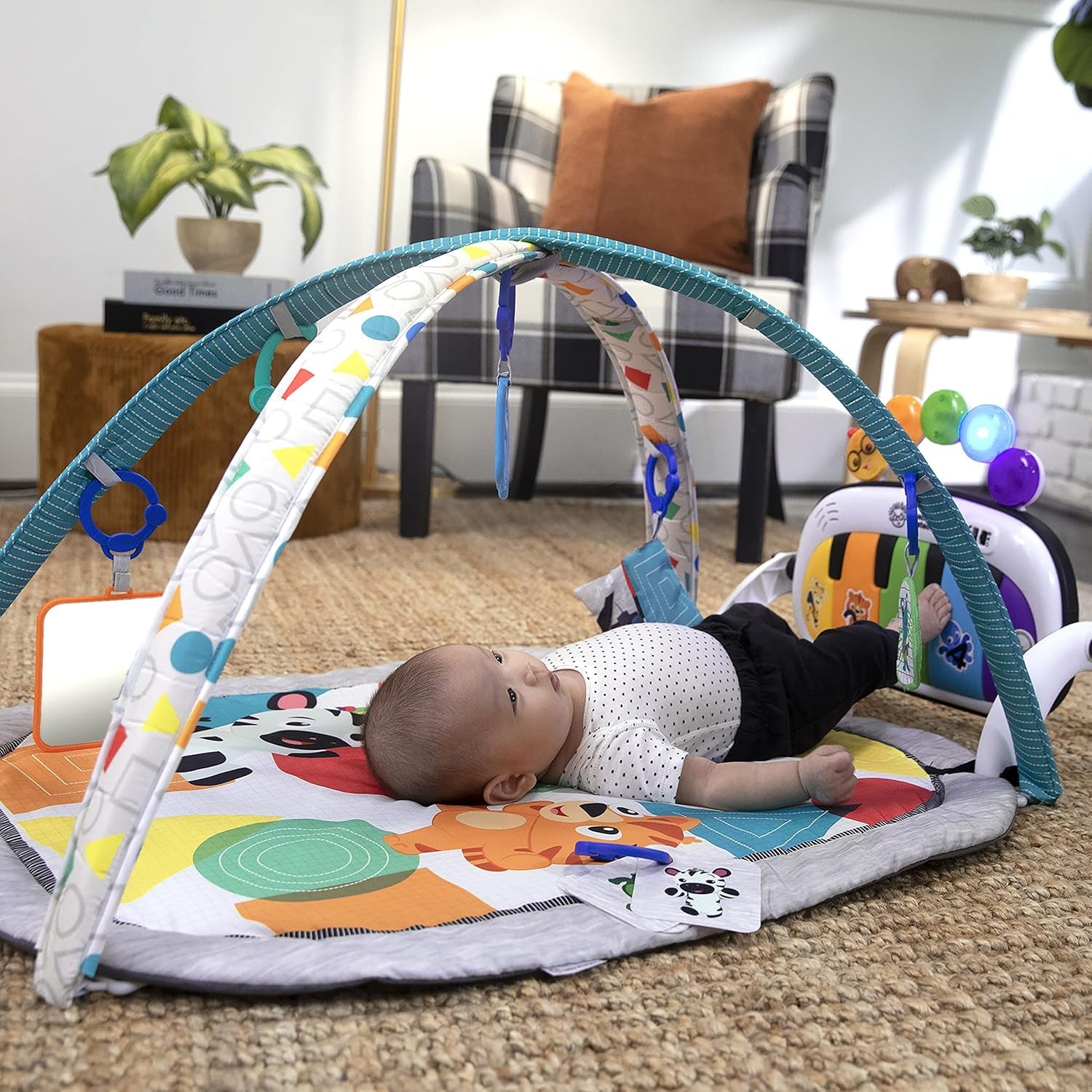4-In-1 Kickin' Tunes Music and Language Play Gym and Piano Tummy Time Activity Mat