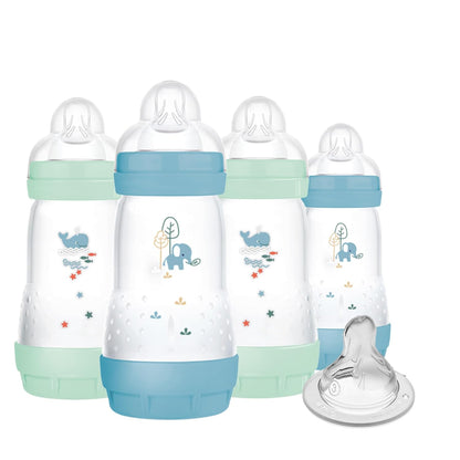 9Oz Easy Start Anti-Colic Baby Bottles, Medium Flow with Bonus Fast Flow Nipple, Breastfeeding-Like Silicone, Reduces Colic and Gas, Easy-To-Clean, Bpa-Free, 2 plus Months