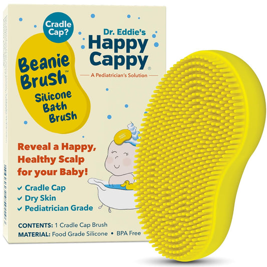 Beanie Brush - Cradle Cap Brush for Babies, Dry Skin Care, Gentle Exfoliating Baby Scalp Scrubber for Bathing, Helps Dandruff and Flakes, Food Grade Silicone, BPA Free