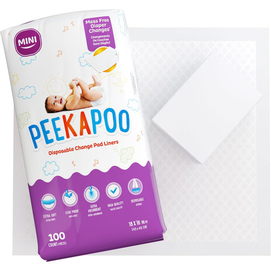Mini - 100 Pack Disposable Changing Pads for Baby (18 Inches X 16 Inches) Disposable Waterproof Liners, Diaper Changing Pad Protector Mat