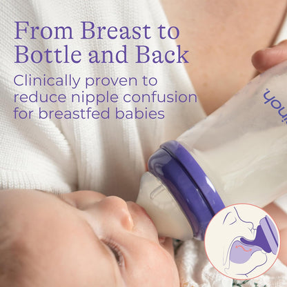 Anti-Colic Baby Bottles for Breastfeeding Babies, 5 Ounces, 3 Count, Includes 3 Slow Flow Nipples, Size S