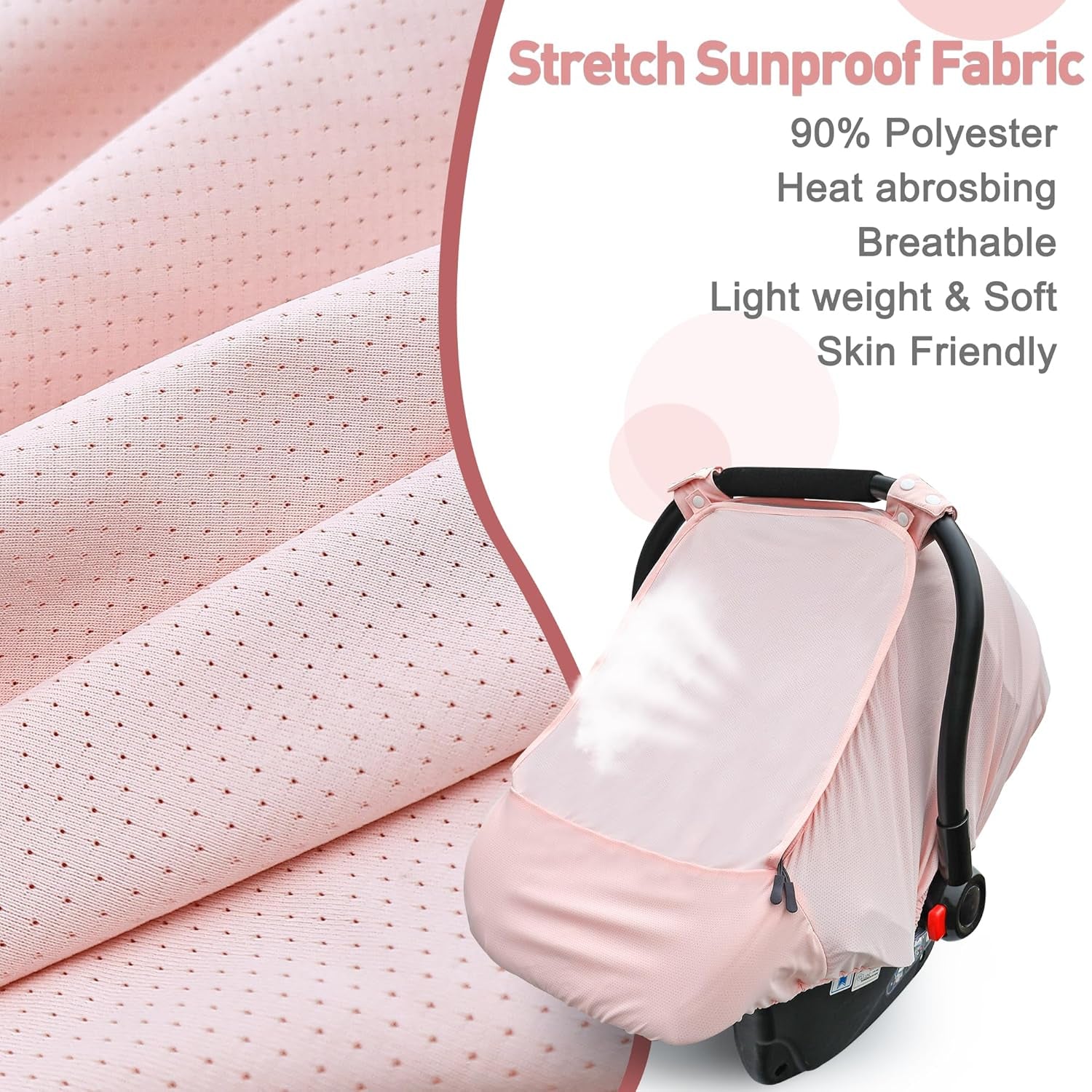 Baby Car Seat Cover,Sunproof Car Seat Canopy for Babies,Baby Girl Car Seat Cover, Baby Car Seat Sun Shade Cover, Infant Carseat Covers for Summer/Spring Use(Pink)