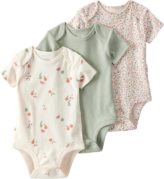 Unisex 3-Pack Short Sleeve Bodysuits Made with Organic Cotton