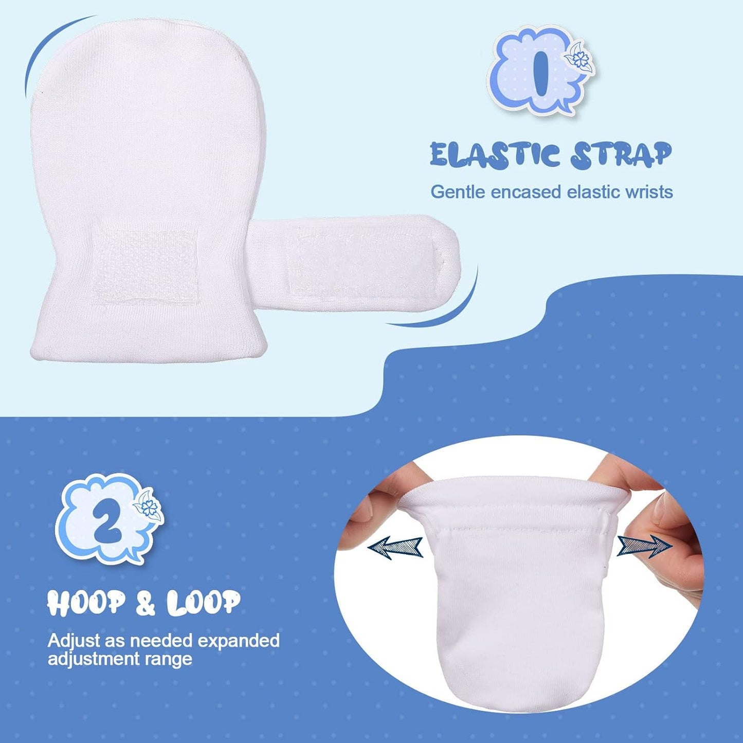 Adjustable Baby Mittens No Scratch Newborn Cotton Breathable Gloves Warm Baby Mitts for Boys