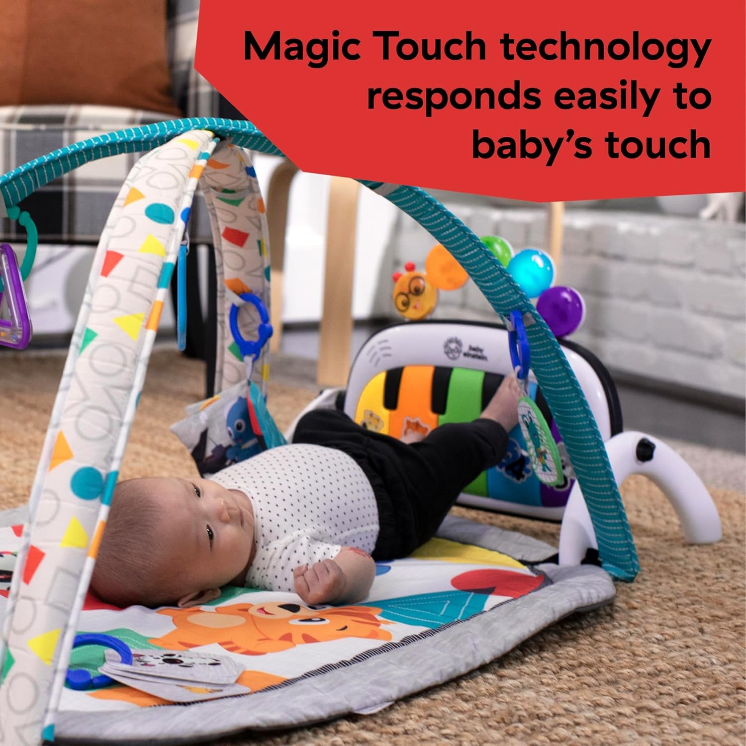 4-In-1 Kickin' Tunes Music and Language Play Gym and Piano Tummy Time Activity Mat