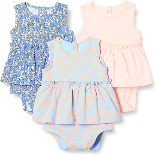 Baby Girls' Sleeveless Bodysuit Dress, Pack of 3