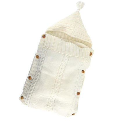 Newborn Baby Wrap Swaddle Blanket Knit Sleeping Bag Receiving Blankets Stroller Wrap for Baby (Beige) (0-6 Month)