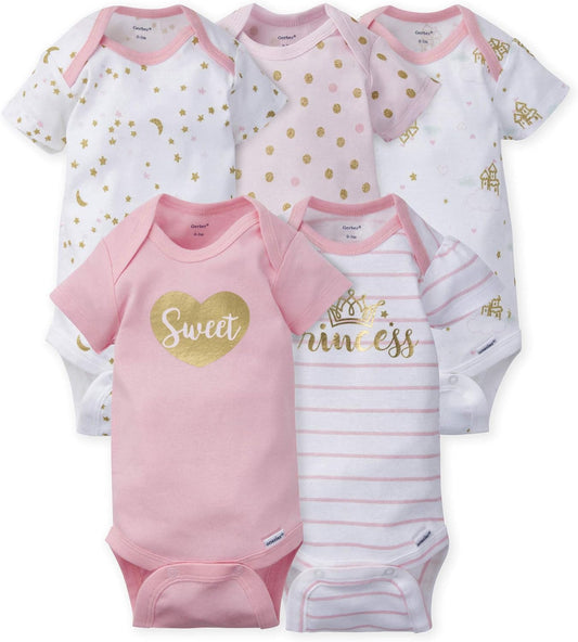 Baby Girls' 5-Pack Short Sleeve Variety Onesies Bodysuits