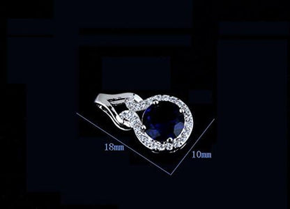 round Zirconia Crystals Set Pendant Necklace Earrings 18K White Gold Plated for Women