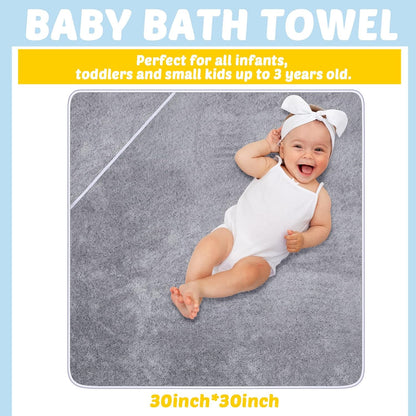 6 Pack Baby Bath Towel, Coral Fleece Soft Absorbent Hooded Towel for Newborns, Toddlers, and Kids, 30 X 30 Inch