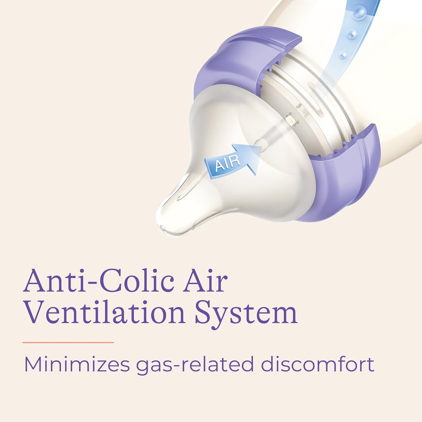 Anti-Colic Baby Bottles for Breastfeeding Babies, 8 Ounces, 3 Count, Includes 3 Medium Flow Nipples, Size M