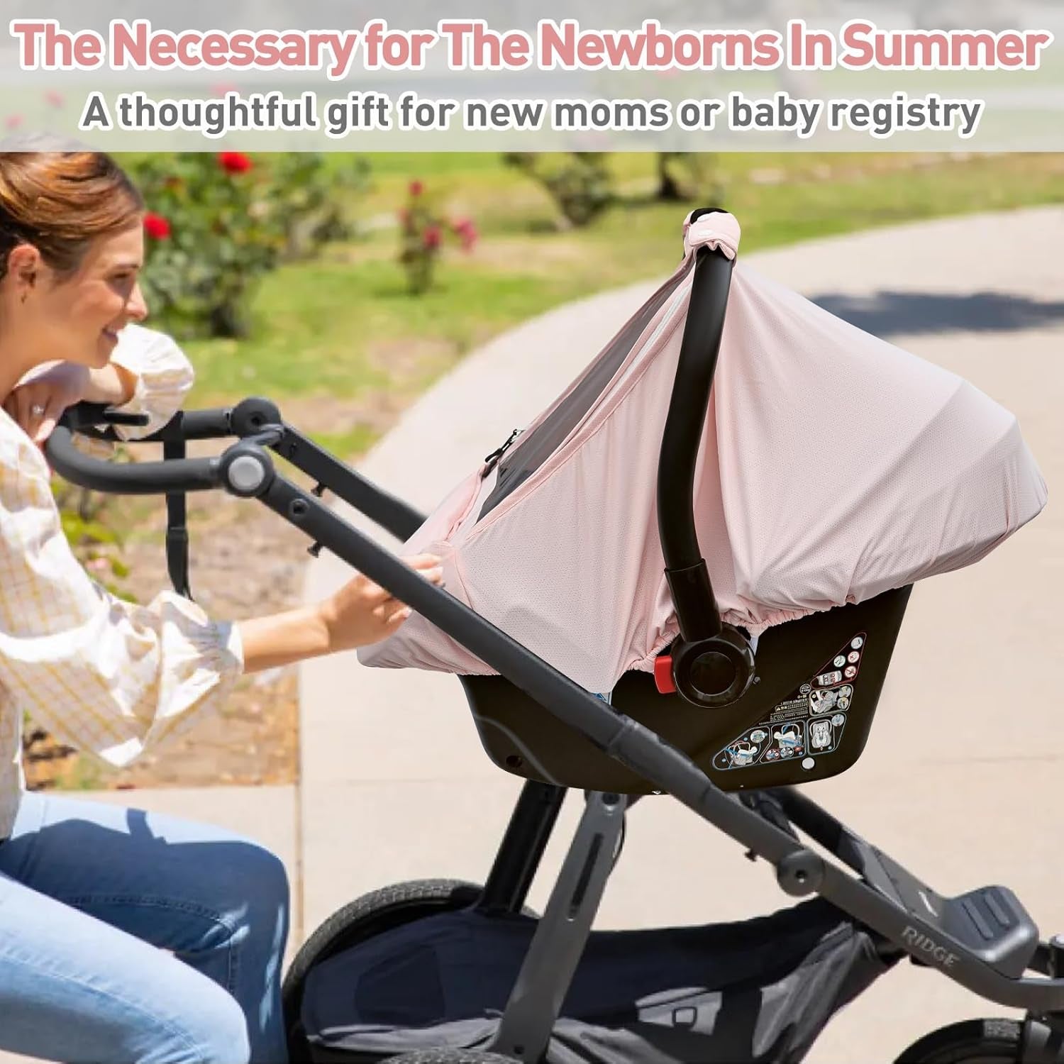 Baby Car Seat Cover,Sunproof Car Seat Canopy for Babies,Baby Girl Car Seat Cover, Baby Car Seat Sun Shade Cover, Infant Carseat Covers for Summer/Spring Use(Pink)