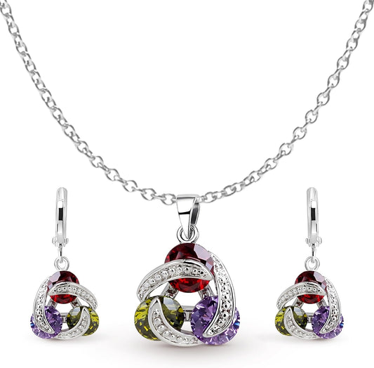 Jewelry Sets for Women Wedding Bridal Jewelry Set with Necklace and Earring for Bride Cubic Zirconia Bridesmaid Jewelry