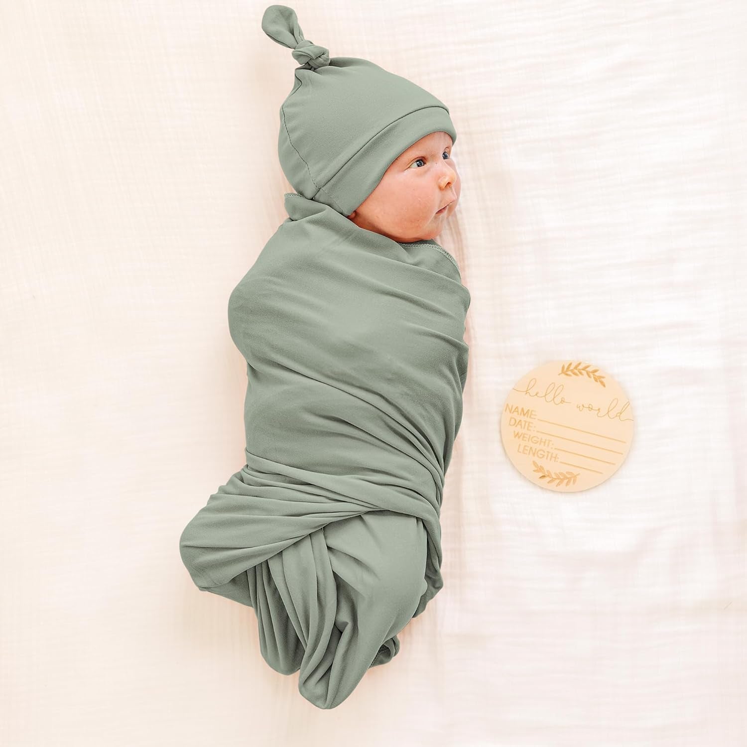 Baby Girl Newborn Receiving Blanket with Matching Headband and Beanie Set Baby Swaddle Nursery Swaddle Wrap