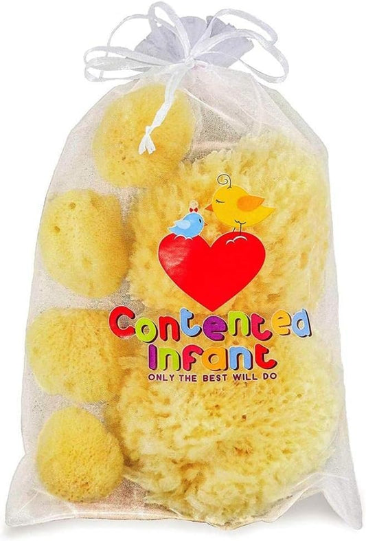 Real Sea Sponges for Babies - 6 Pk Bath Care Set, Gentle, Kind on Skin, for Bathing Washing Body Eyes, Ears Nose, Also for Newborn Toddler Kids; Baby Shower Spa Gift by ®