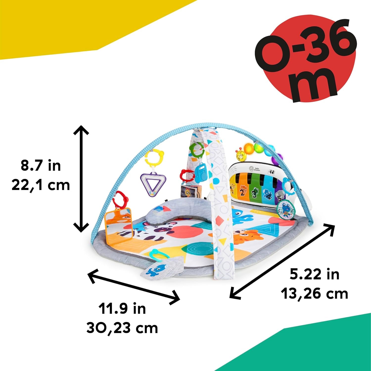 4-In-1 Kickin' Tunes Music and Language Play Gym and Piano Tummy Time Activity Mat