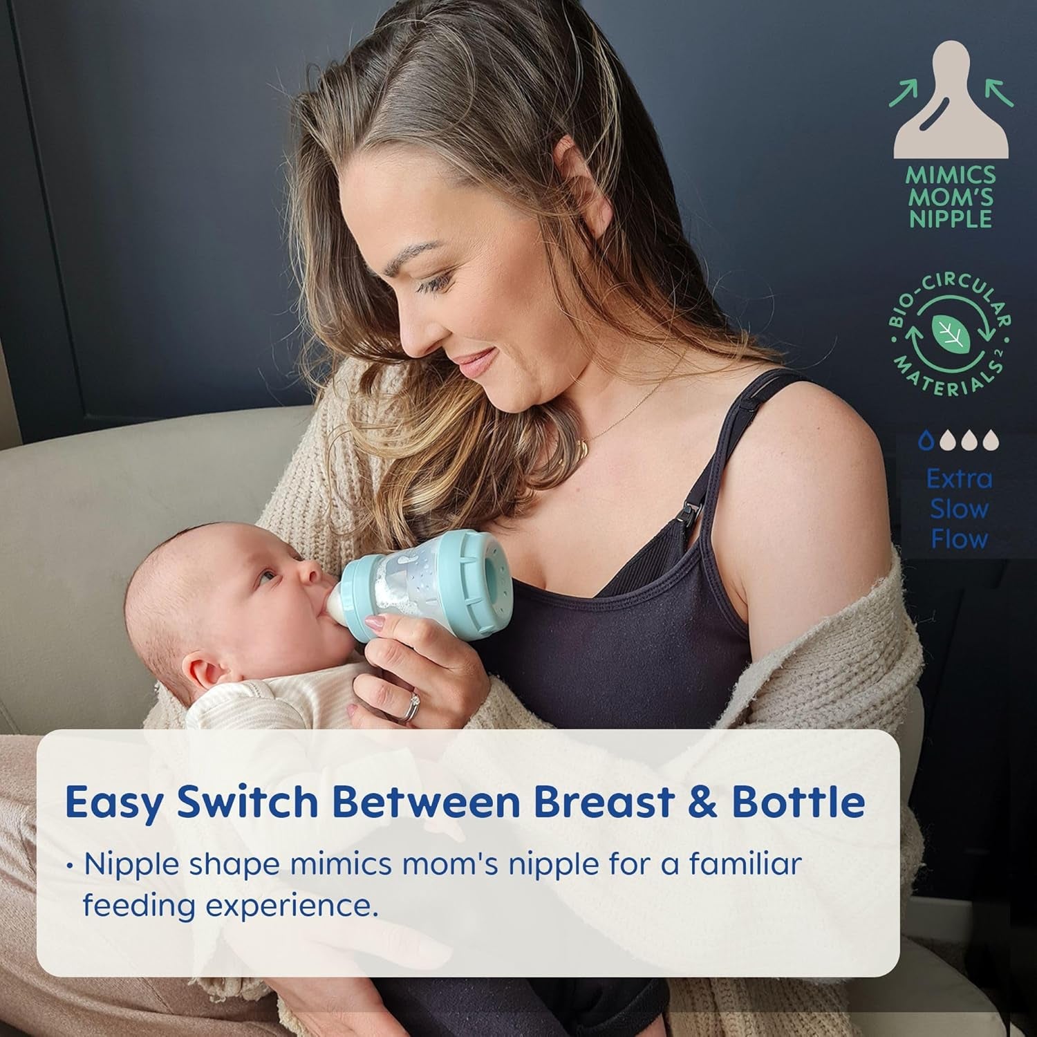 Easy Start Anti-Colic Baby Bottles, Extra Slow Flow, Breastfeeding-Like Silicone Nipple Bottle, Reduces Colic, Gas, & Reflux, Easy-To-Clean, Bpa-Free, Vented Baby Bottles for Newborns, 0-3 Months